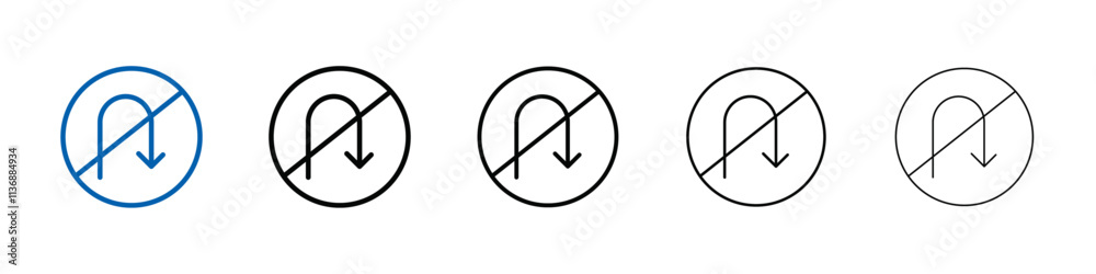 Poster No U turn sign icon Outline vector logo for web ui