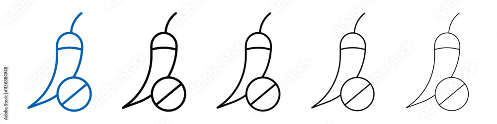 Poster no spicy hot chilli icon outline vector logo for web ui