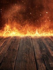 Wooden floor with fireplace