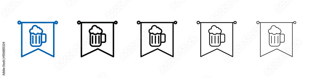 Poster oktoberfest icon outline vector logo for web ui