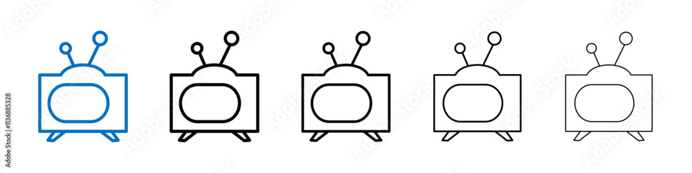 Poster old television icon outline vector logo for web ui