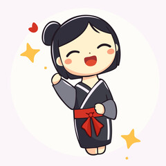 Japanese kokeshi doll. Cute vector isolated illustration