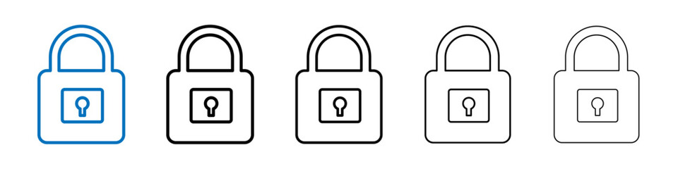 Padlock icon Outline vector logo for web ui