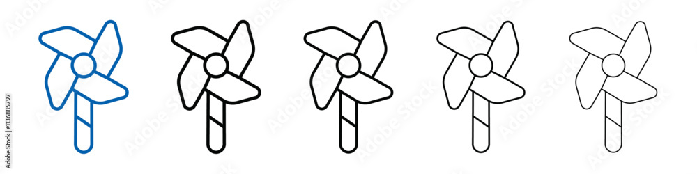 Aufkleber paper Windmill icon Outline vector logo for web ui