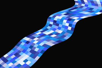 Wavy tape with vivid color square tiles. Element for graphic design.