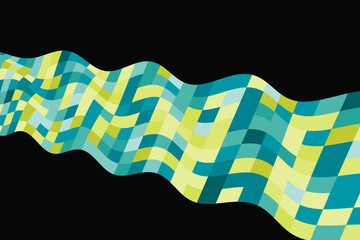 Wavy tape with vivid color square tiles. Element for graphic design.