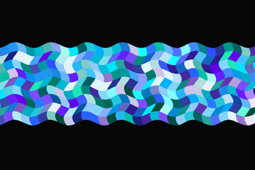Wavy tape with vivid color square tiles. Element for graphic design.