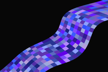 Wavy tape with vivid color square tiles. Element for graphic design.