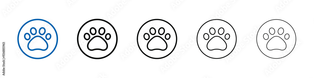 Poster paw icon outline vector logo for web ui
