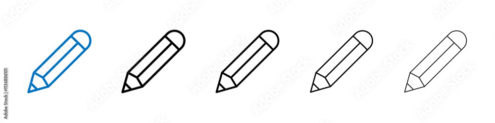 Poster pencil icon outline vector logo for web ui