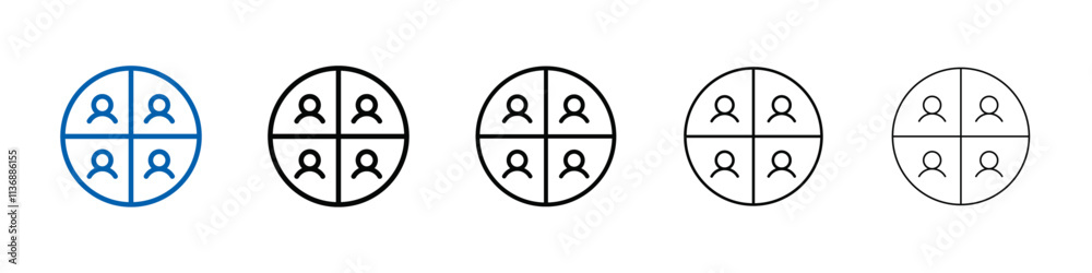 Aufkleber People segmentation icon Outline vector logo for web ui