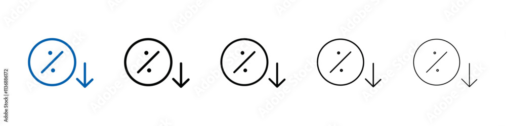 Poster percent down icon outline vector logo for web ui