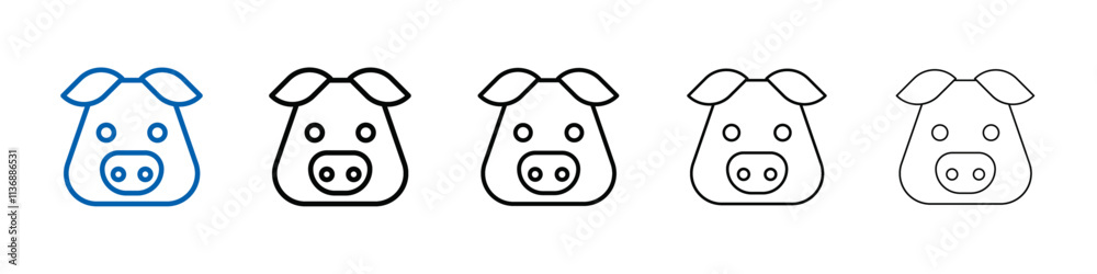 Aufkleber pig face icon outline vector logo for web ui