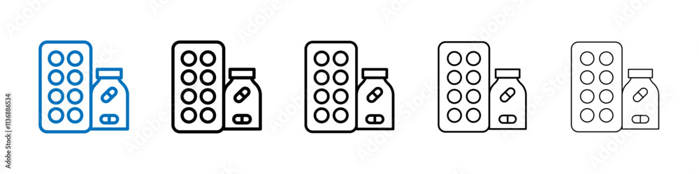 Poster pill blister pack icon outline vector logo for web ui