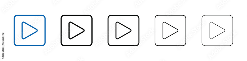 Aufkleber play button icon outline vector logo for web ui