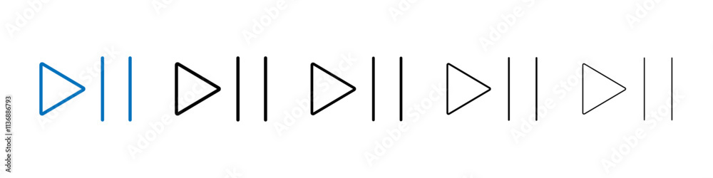 Poster play pause icon outline vector logo for web ui