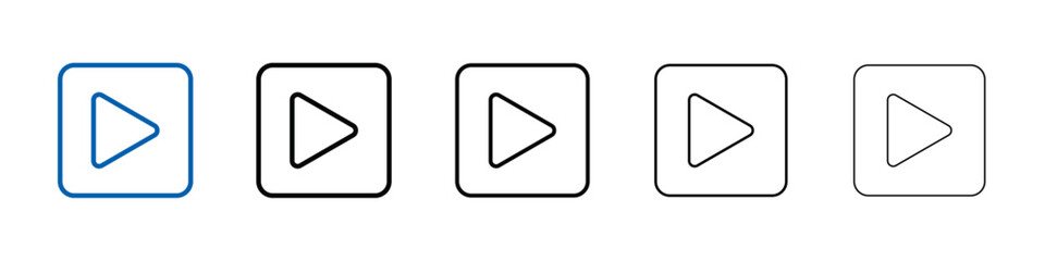 Play button icon Outline vector logo for web ui