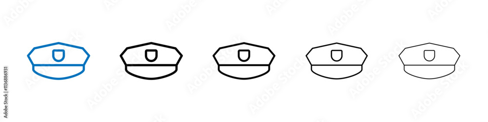 Poster police cap icon outline vector logo for web ui