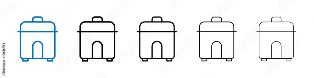 Poster pressure cooker icon outline vector logo for web ui
