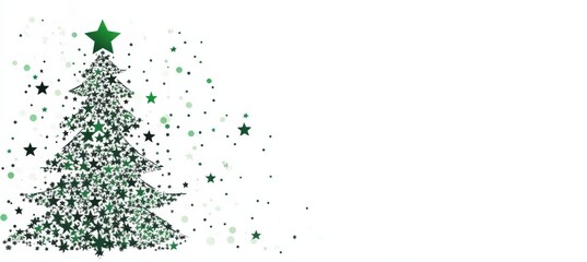 Obraz premium Green Stars Christmas Tree Illustration on White Background