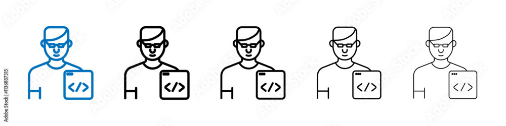 Poster Programmer icon Outline vector logo for web ui
