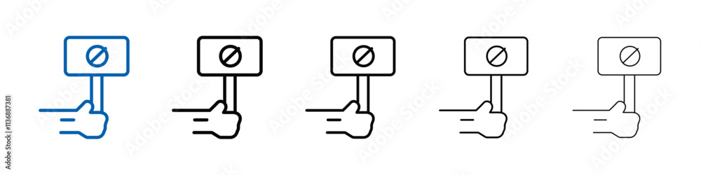 Poster protest banner in hand icon outline vector logo for web ui
