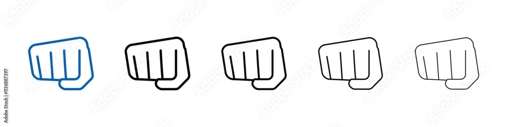 Poster punch fist hand icon outline vector logo for web ui