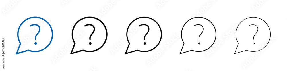 Poster question mark icon outline vector logo for web ui