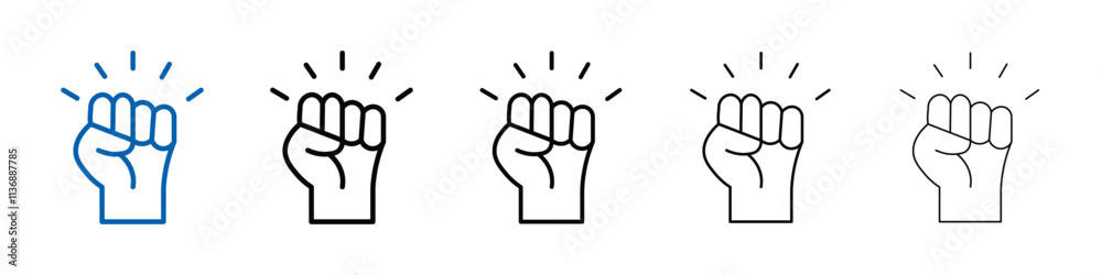 Poster raised fists icon Outline vector logo for web ui