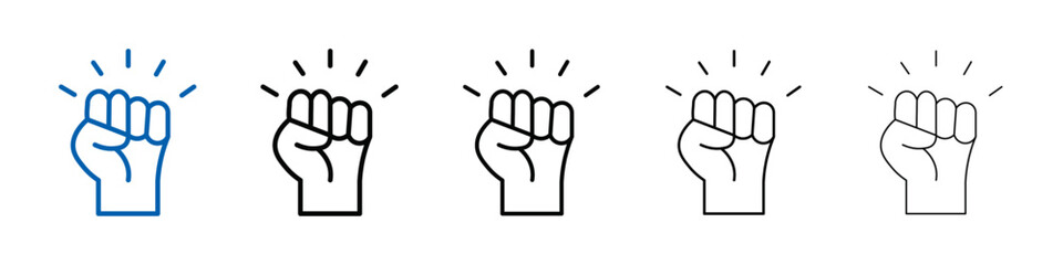 raised fists icon Outline vector logo for web ui