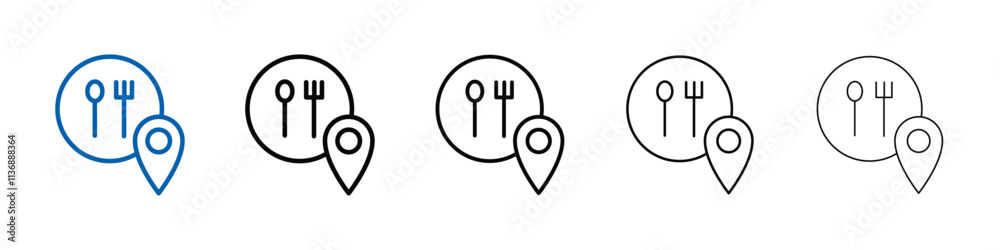 Aufkleber restaurant location pin icon outline vector logo for web ui
