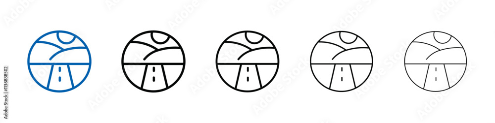 Poster road on landscape icon outline vector logo for web ui