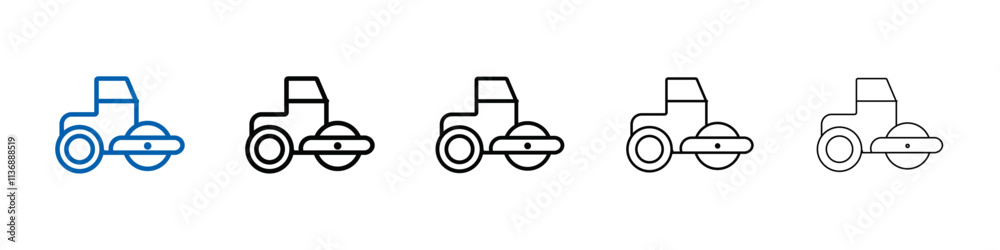 Poster road roller icon outline vector logo for web ui