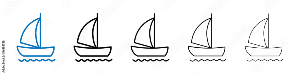 Poster sailboat icon outline vector logo for web ui