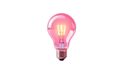 Fototapeta premium Glowing Pink Light Bulb Symbolizing Creativity, Innovation, and Bright Ideas with Warm Golden Filament, PNG format 