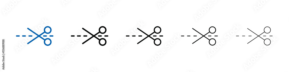 Poster Scissors with cut lines icon Outline vector logo for web ui