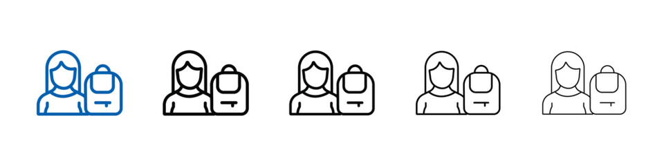 School girl icon Outline vector logo for web ui