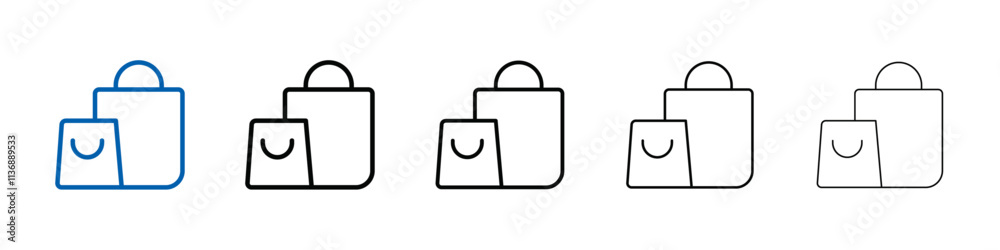 Aufkleber shopping bag icon outline vector logo for web ui