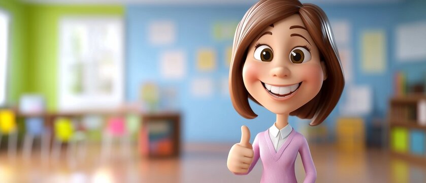A cartoon girl is smiling and giving a thumbs up - Powered by Adobe