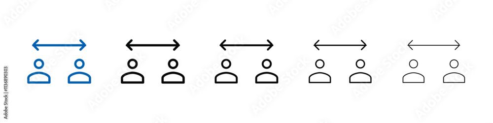 Poster social distancing sitting icon outline vector logo for web ui