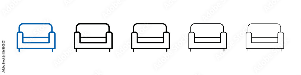 Aufkleber Sofa icon Outline vector logo for web ui