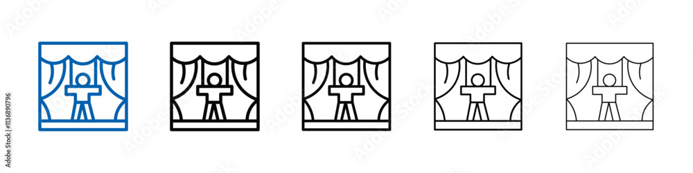 Poster stand up and theater show icon outline vector logo for web ui