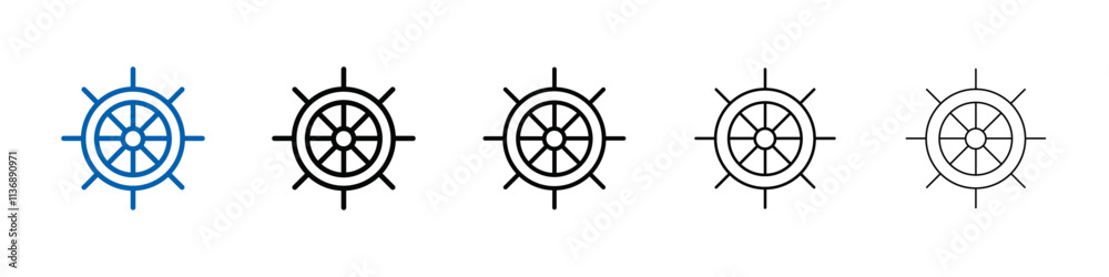 Poster steering wheel rudder icon outline vector logo for web ui