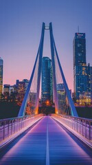 Obraz premium Modern pedestrian bridge with city lights and vibrant composition