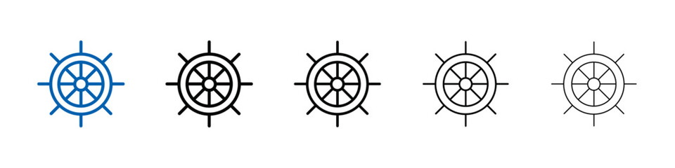 Steering wheel rudder icon Outline vector logo for web ui