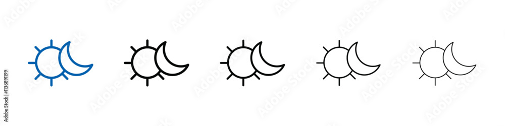 Poster Sun and moon icon Outline vector logo for web ui
