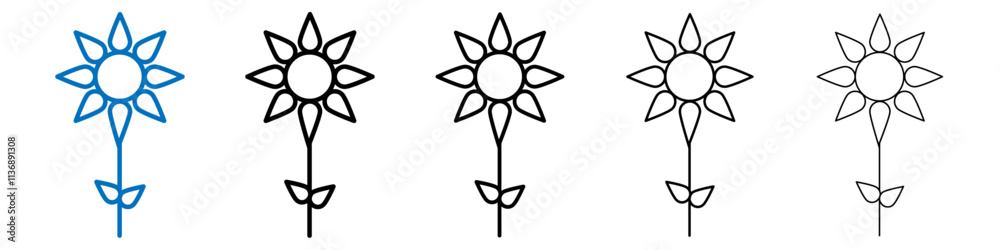 Poster sunflower icon outline vector logo for web ui