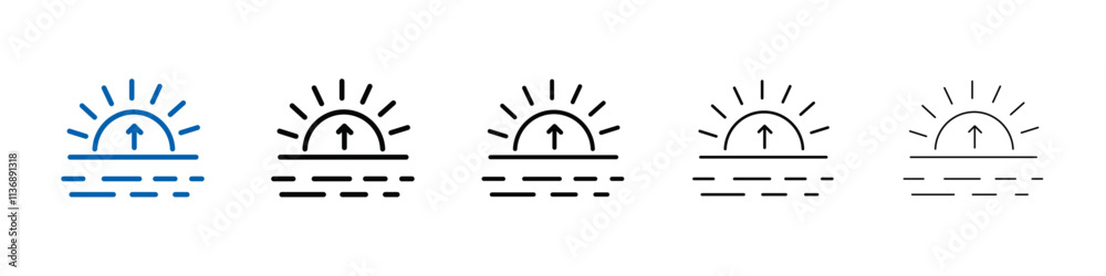 Poster sunrise icon outline vector logo for web ui