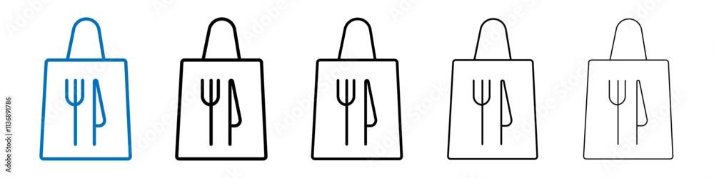 Poster take away food icon outline vector logo for web ui