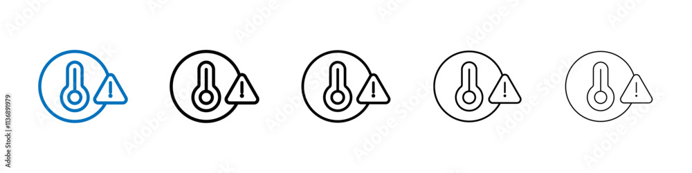 Aufkleber Temperature warning sign icon Outline vector logo for web ui
